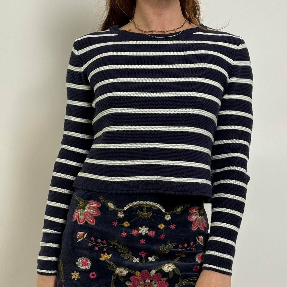 Truth Navy & White Striped Cotton Sweater - M